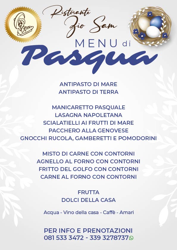 Menu pranzo di Pasqua 2023 - Ristorante Zio Sam